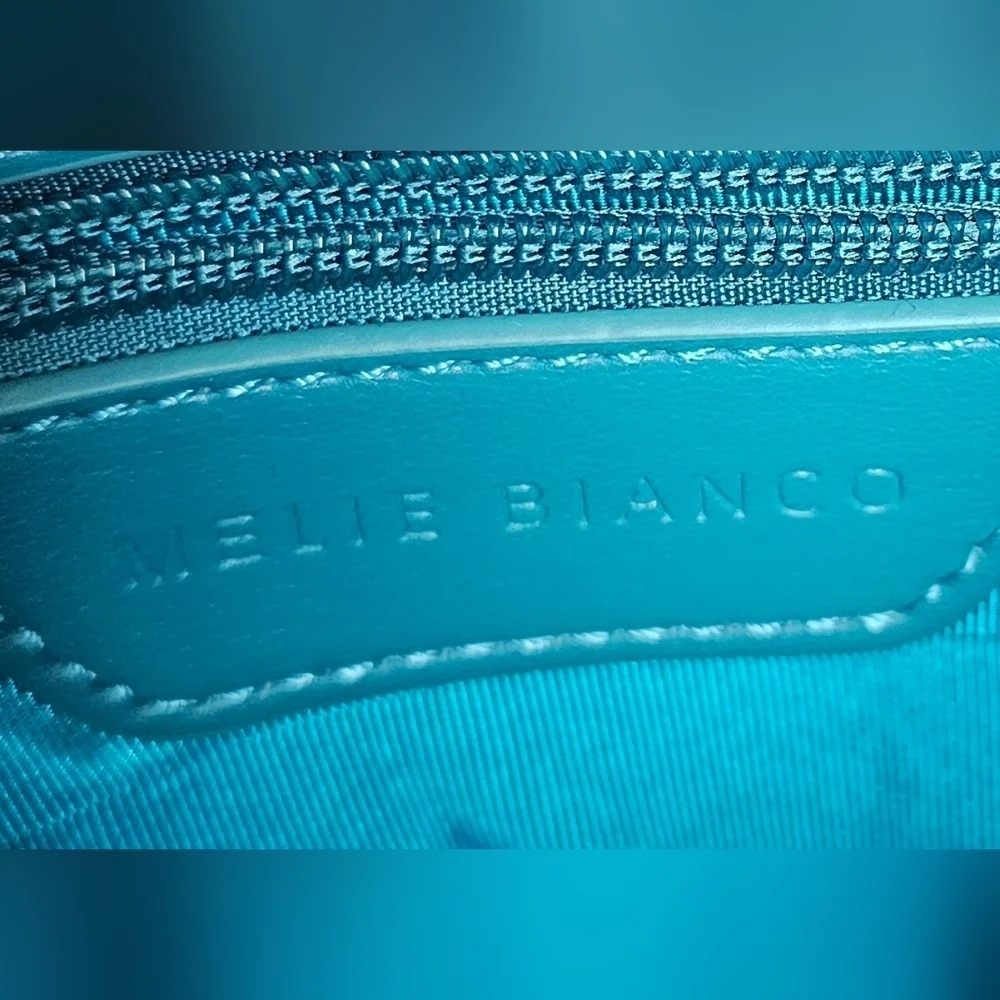 NWT- Melie Bianco Raffia Turquoise Brigitte Satchel- Anthropologie - Picture 7 of 9